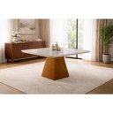 Ver mais imagens de Conjunto Sala de Jantar Rubi Mesa Quadrada 135cm e 6 Cadeiras Madeira Maciça Veludo Móveis Mundial