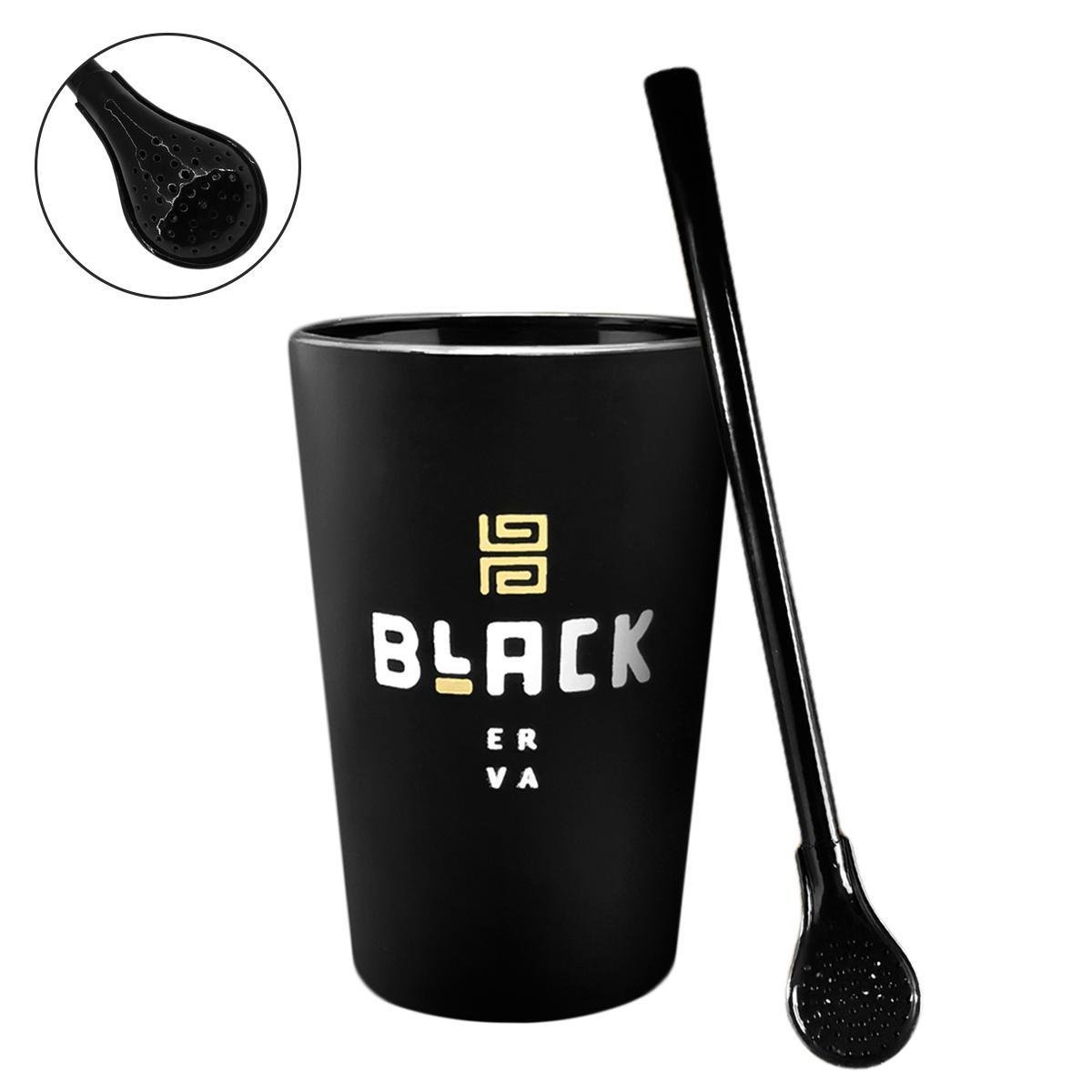 Kit Cuia E Bomba Pretas Para Terere Black Erva - 3