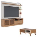 Ver imagem 1 de Estante Home Theater Campeche Freijó Off White Matte com Mesa de Centro Jeri Freijó Off White- Colib