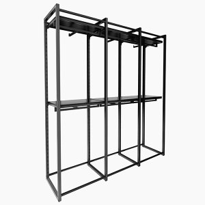 Conjunto Estante Com Prateleira De Cremalheira Central Com 6 Cabideiros Comac - Preto