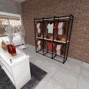 Ver imagem 3 de Conjunto Estante Com Prateleira De Cremalheira Central Com 6 Cabideiros Comac - Preto