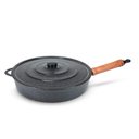 Ver imagem 1 de Frigideira Fundida Alumínio Batido Grosso com Tampa 30cm - Preto