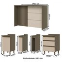 Ver imagem 4 de Bancada de Cozinha Kit Ilha Gourmet Condi Connect 2 Portas 3 Gavetas Ripado Duna/cristal - Henn