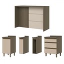 Ver imagem 2 de Bancada de Cozinha Kit Ilha Gourmet Condi Connect 2 Portas 3 Gavetas Ripado Duna/cristal - Henn