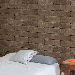 Papel de Parede Tijolos de Pedra Marrom-60x300cm - 2