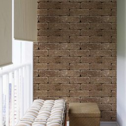 Papel de Parede Tijolos de Pedra Marrom-60x300cm - 3