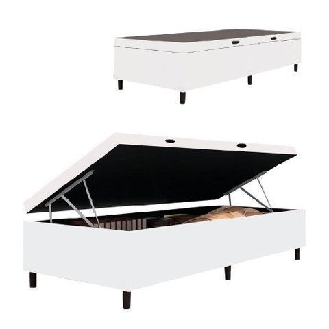 Cama Box com Baú Solteiro 0,88m com 41cm de Altura Prince Branco