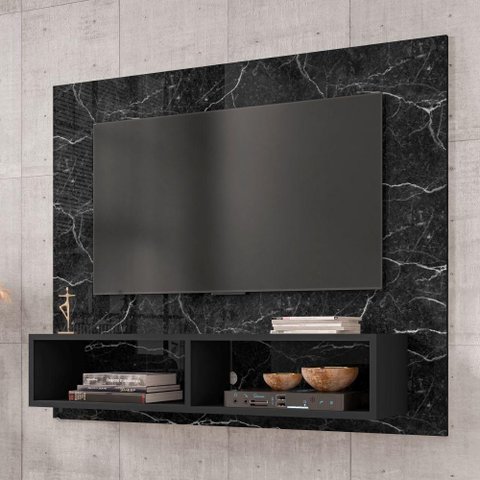 Painel para Tv Tokyo Nero Marmorizado 2 Nichos