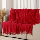Ver imagem 2 de Manta Xale Rubi 1,70m X 1,40m com Franja para Sofá Cama 100% Algodão 01 Peça - Vermelho