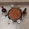 Mesa petisqueira dobrável de ferro e madeira super resistente e compacta com espaço para 4 copos 2 g - 4