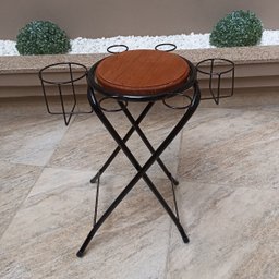Mesa petisqueira dobrável de ferro e madeira super resistente e compacta com espaço para 4 copos 2 g - 6