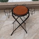 Ver imagem 5 de Mesa petisqueira dobrável de ferro e madeira super resistente e compacta com espaço para 4 copos 2 g