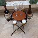 Ver imagem 2 de Mesa petisqueira dobrável de ferro e madeira super resistente e compacta com espaço para 4 copos 2 g
