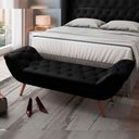 Ver imagem 3 de Kit Cabeceira Cama Box Casal 195 Cm Madrid com Puff Recamier Santorini Couríssimo Preto - Lyam