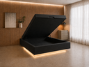 Ver imagem 1 de Cama Box Baú Casal Flutuante com LED, Encaixe para Colchão e Puxador Embutido:Preto