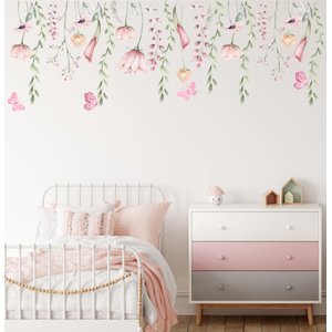 Adesivo de Parede Florais Folhagens Boho Aquarela