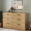 Ver imagem 1 de Cômoda para Quarto Casal 140cm X 86cm com 6 Gavetas 100% Mdf Cor:olmo