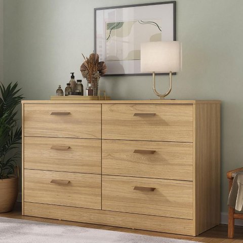 Cômoda para Quarto Casal 140cm X 86cm com 6 Gavetas 100% Mdf Cor:olmo