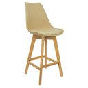 Ver imagem 2 de Kit 5 Banquetas Monty Leda Luisa Saarinen Alta Base Fixa Madeira