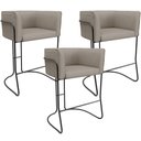 Ver imagem 1 de Kit 03 Banquetas Baixa Base de Aço Preto Betina D02 Linho Bege D-463 - Lyam Decor
