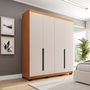 Ver imagem 1 de Guarda-Roupa Casal 4 Portas Bater Madrid Bege/Creme/Freijó
