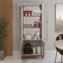 Ver imagem 3 de Cristaleira de Vidro e Espelho Moderna 180x74cm Jade Lukaliam Off White/jequitiba