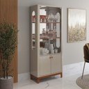 Ver imagem 4 de Cristaleira de Vidro e Espelho Moderna 180x74cm Jade Lukaliam Off White/jequitiba