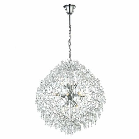 Lustre Pendente Cristais em Metal Cromado 10E14 80cm PARIS LUZ