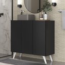 Ver imagem 2 de Gabinete Banheiro 3 Portas Retrô 90cm Multimóveis V5030 Preto/Branco