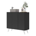 Ver imagem 1 de Gabinete Banheiro 3 Portas Retrô 90cm Multimóveis V5030 Preto/Branco