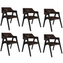 Ver imagem 1 de Kit 6 Cadeiras Sala de Jantar e Jogos Carteados Madeira Maciça Poker Pu Marrom/preto G42 - Gran Belo