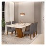 Mesa de Jantar Rute Freijó Off White com 4 Cadeiras Yasmin Freijó Veludo Lunar - Dj Móveis - 4