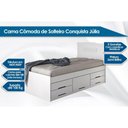 Ver imagem 2 de Cama Solteiro Multifuncional Júlia C/ 5 Gavetas Cinamomo/off White - Conquista