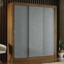 Ver imagem 1 de Guarda-roupa Casal Mônaco 3 Portas De Correr Rustic/Cinza