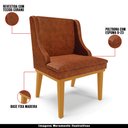 Ver imagem 4 de Kit 6 Cadeiras Decorativas Sala de Jantar Base Fixa de Madeira Firenze PU Nozes/Castanho G19 - Gran