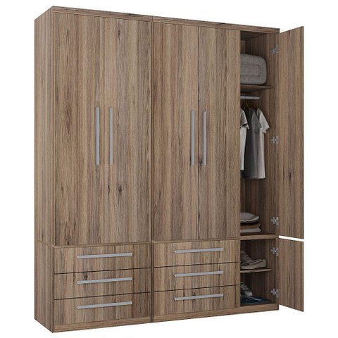 Guarda-roupa 5 Portas 6 Gavetas Modular 1310 Ilan Castanho