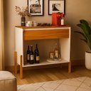 Ver imagem 1 de Aparador Barzinho Cantinho do Café Pés Modernos Madeira Lyba: Off White / Nature