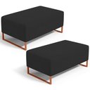 Ver imagem 1 de Kit 02 Puffs Decorativo Sala De Estar Cléo 90cm W01 Base Ferro Cobre Suede Preto - Lyam Decor