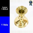 Ver imagem 2 de Castiçal Dourado de Latão Suporte 1 Vela Igreja 1 Bola 9cm
