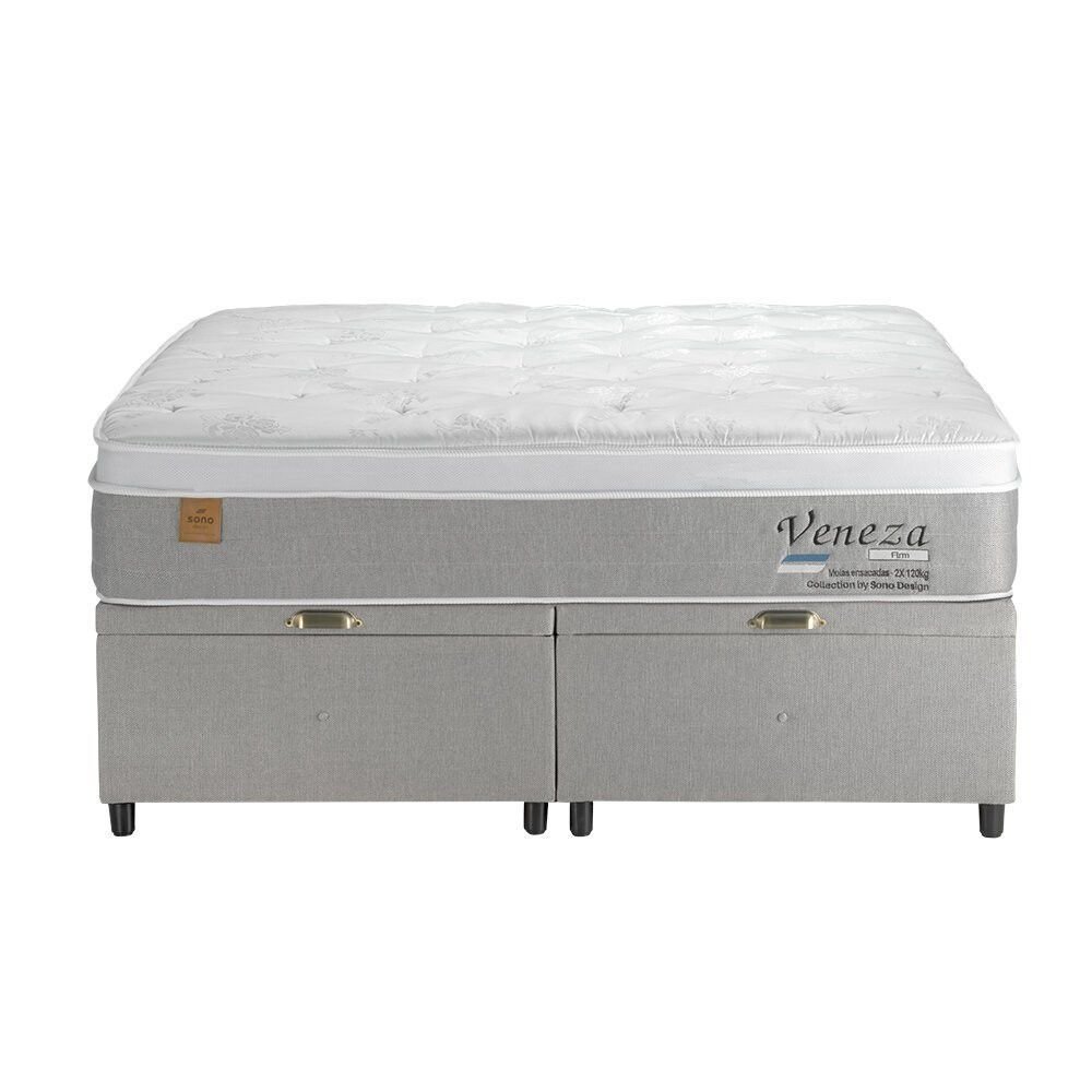 Conjunto Box Baú Queen 158x198 Sono Design com Massageador, Veneza