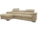 Ver imagem 1 de Sofá Damon Reclinável 2 Lugares + Chaise Couro Bege 303cm - 69627