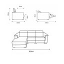 Ver imagem 3 de Sofá Damon Reclinável 2 Lugares + Chaise Couro Bege 303cm - 69627