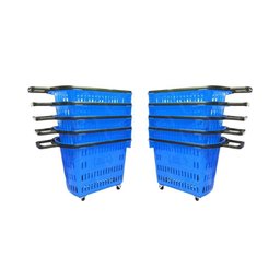 Kit - 10 Cestos Grande com Rodízio D300 Cód. 3300 Azul - Della Plast - 1