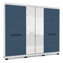 Ver imagem 2 de Roupeiro Lisboa 6 Portas com Espelho 4 Gavetas 242x214cm Branco/Azul 240855