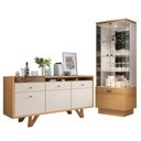 Ver imagem 1 de Sala de Jantar com Cristaleira e Buffet Aparador Diamante Cinamomo/Off White - PR Móveis