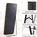 Ver imagem 3 de Espelho Grande Retangular Corpo Inteiro 150 X 60 Cm com Suporte de Chão