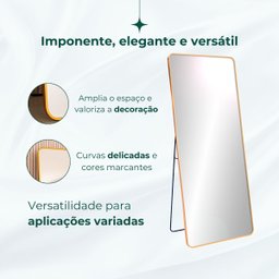 Espelho Grande Retangular Corpo Inteiro 150 X 60 Cm com Suporte de Chão - 5