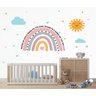 Adesivo de Parede Arco Iris Salmos Sol Borboletas e Nuvens - 1