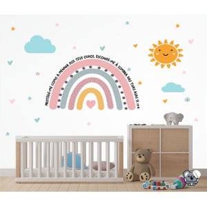 Adesivo de Parede Arco Iris Salmos Sol Borboletas e Nuvens