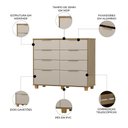Ver imagem 3 de Cômoda Quarto 121cm 8 Gavetas Delmont Nature/fendi V02 - Mpozenato